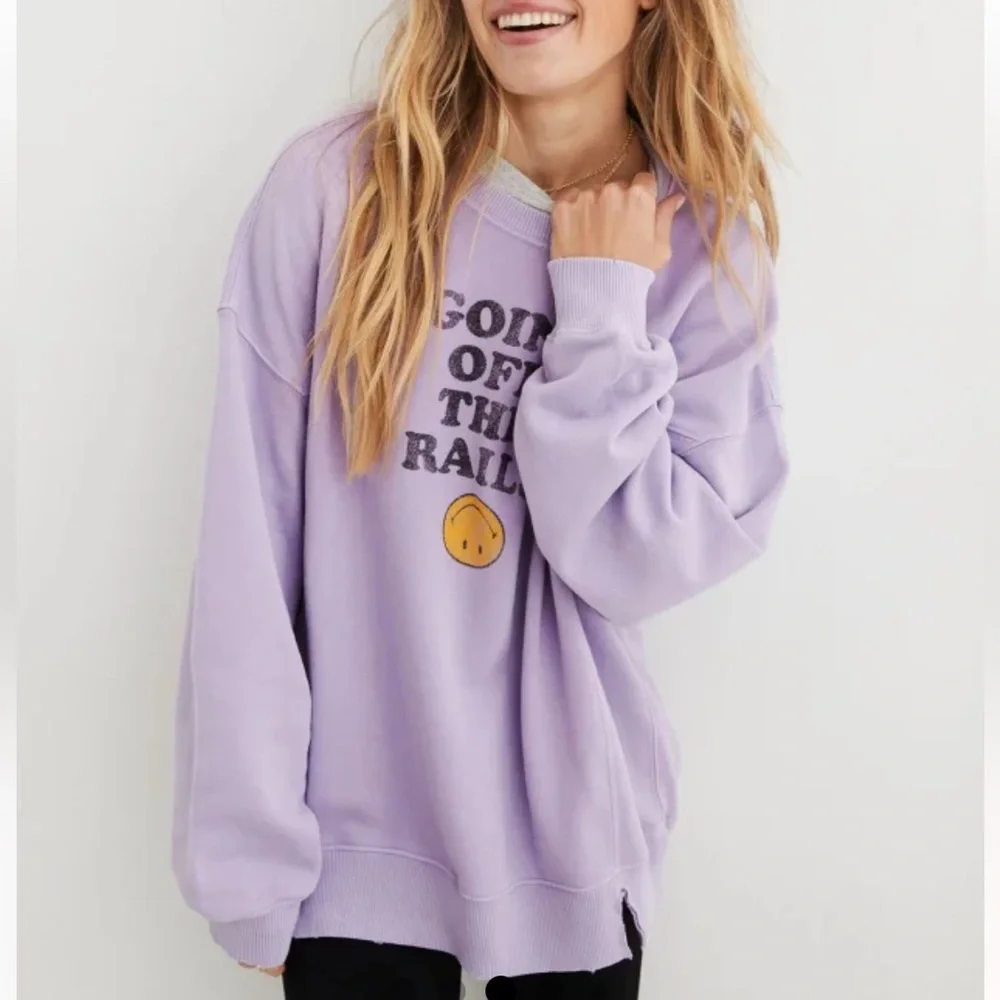 NWT AERIE THE CHILL CREW SWEATSHIRT Lavander size S